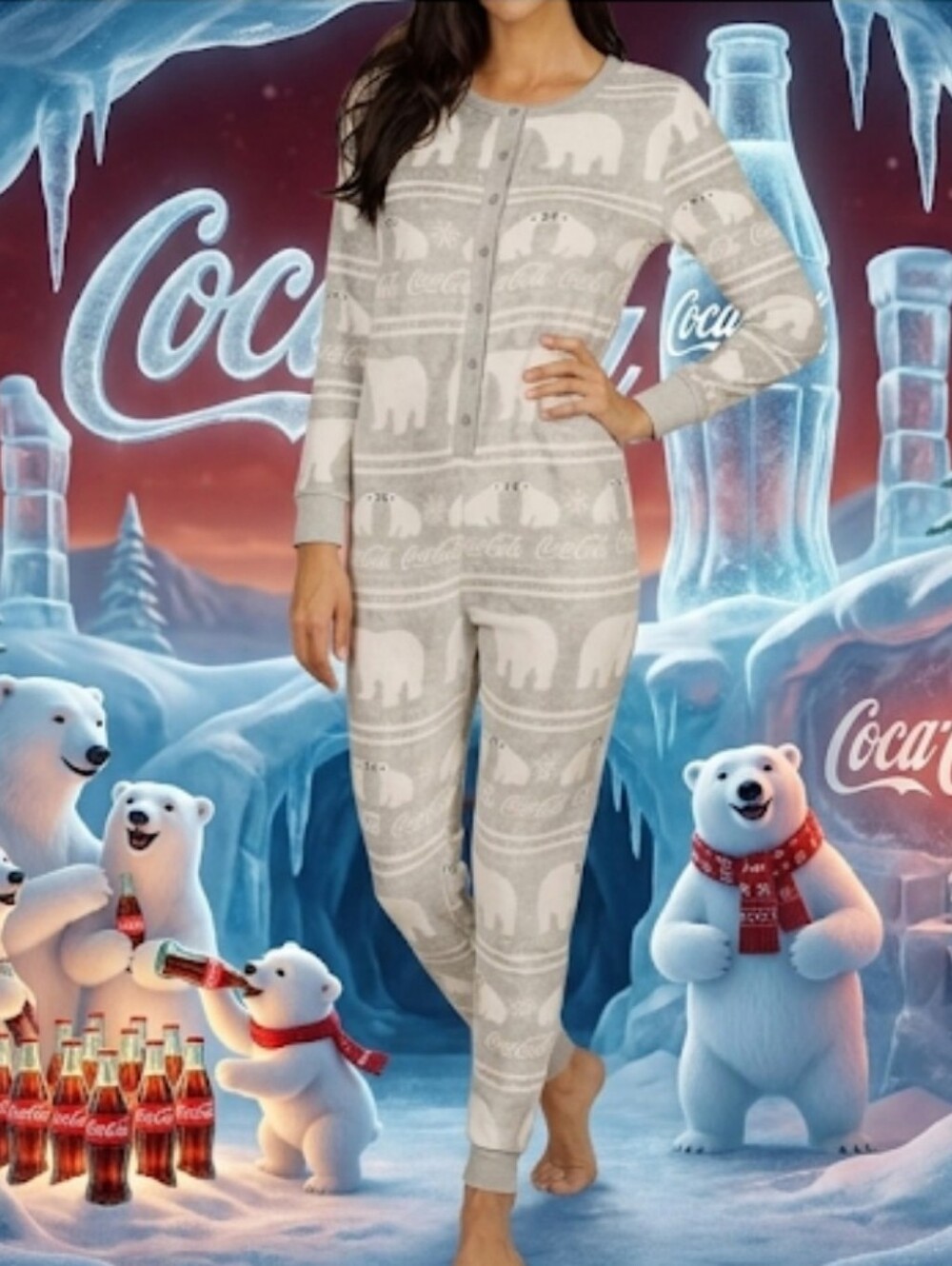 Gray and White Pajama Onesie for Winter Comfort